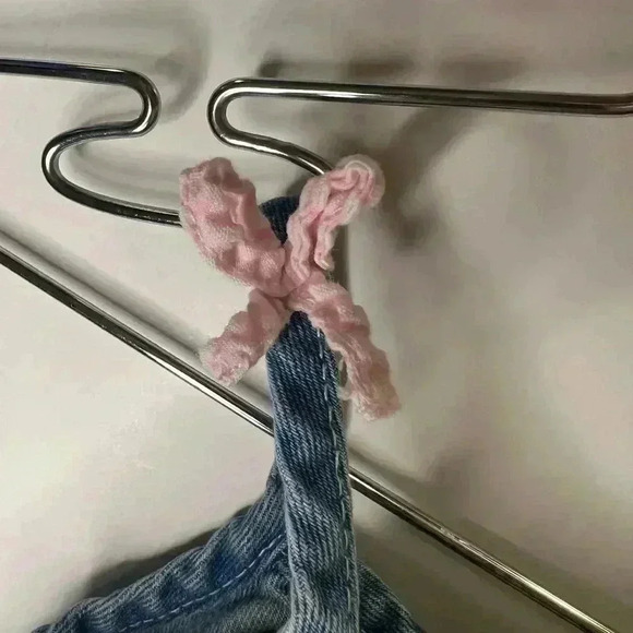 Vintage cradle togs denim  dress 18M gingham heart flower appliqué ruffle girls - Picture 10 of 10